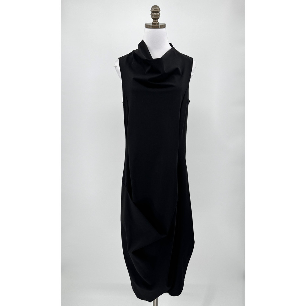 Rundholz Black Label Black Draped Cowl Neck Sleeveless Sheath Dress Sz S